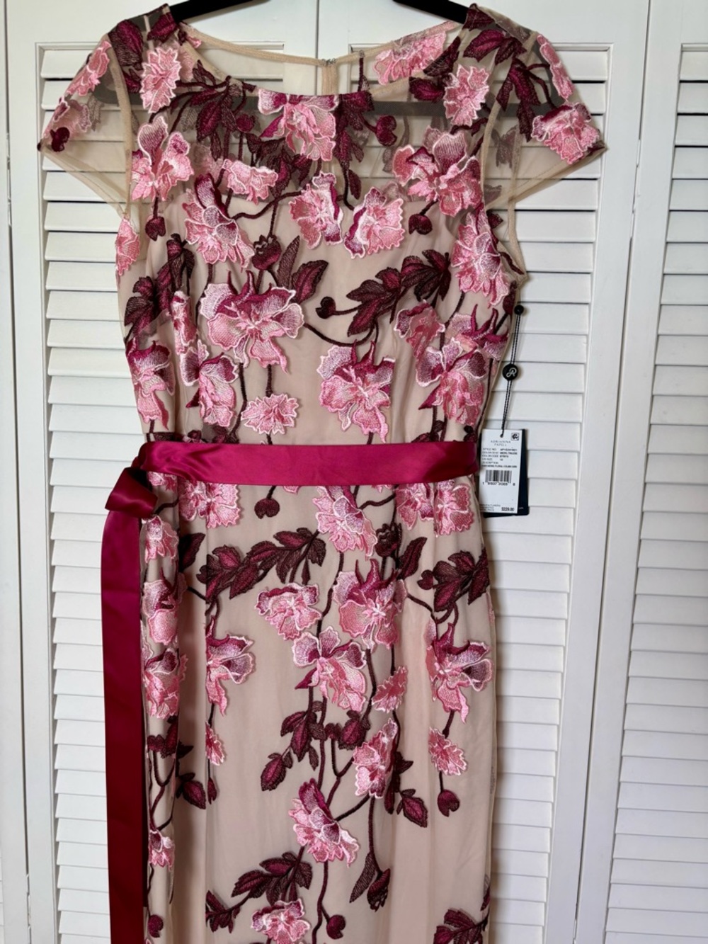 NWT Adrianna Papell Cascading Floral Column Gown 10 - Picture 4 of 6